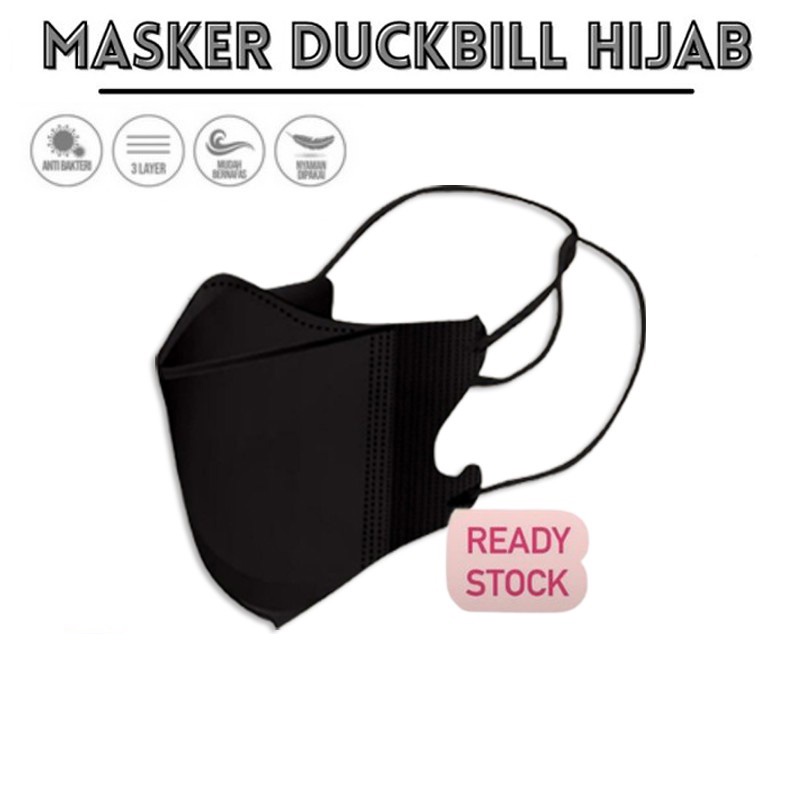 MASKER DUCKBILL HIJAB PREMIUM / MASKER HIJAB / MASKER DUCKBILL HIJAB / MASKER DUCKBILL HEADLOOP 3PLY