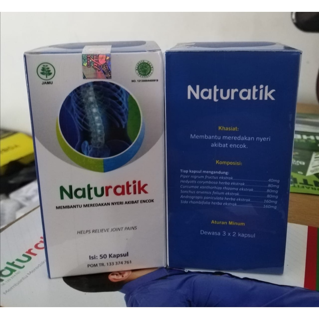 NATURATIK Naturafit / Obat Herbal PEGAL dan NYERI pada SENDI - ORIGINAL BPOM-2x Box Isi 50 Kapsul