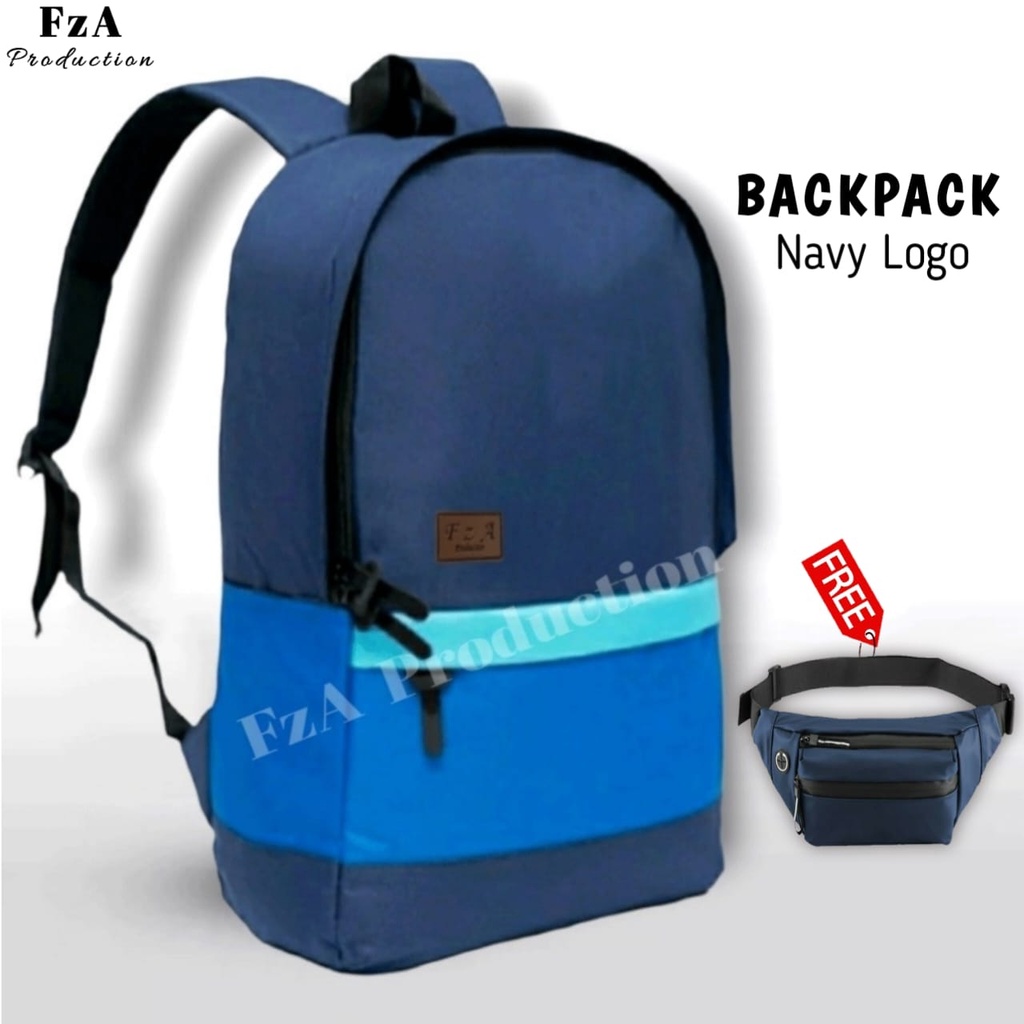 Big Promo..Tas Ransel Distro Casual Pria Wanita Tas Ransel Laptop Premium FREE Tas Waist Bag Trendy