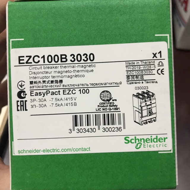 No fuse breaker/ MCCB 3 phase 30a Schneider ezc100b3030