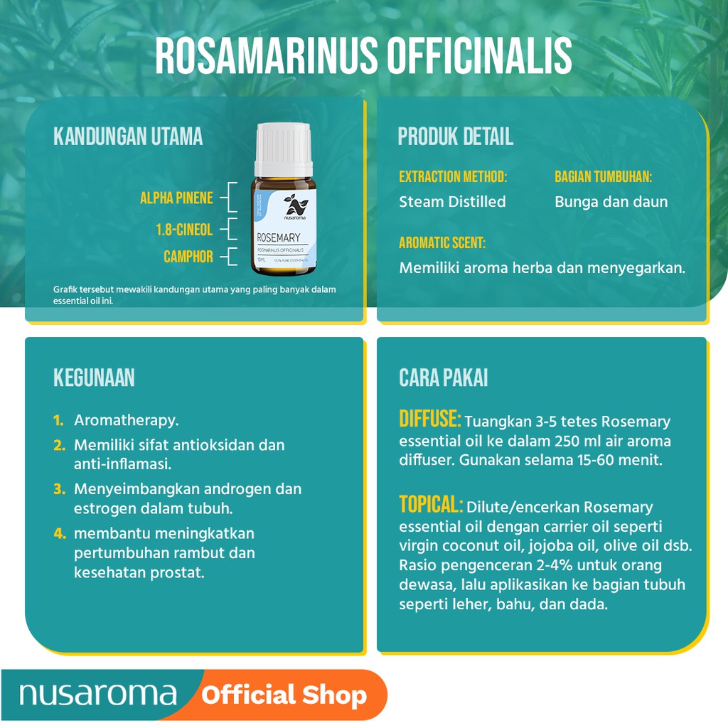 Nusaroma Rosemary Essential Oil - 100% Pure &amp; Therapeutic Essential Oil
