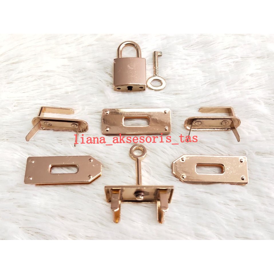 -AKSESORIS TAS IMPORT KUNCI 1 SET LENGKAP WARNA LIGHT GOLD