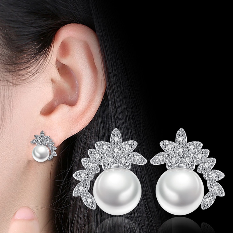 Anting Perak 925 Wanita Bunga-bunga Indah Perhiasan Fashion/Subang Telinga anting perempuan