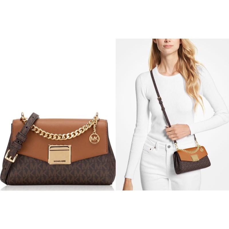 Michael Kors lita monogram small crossbody brown