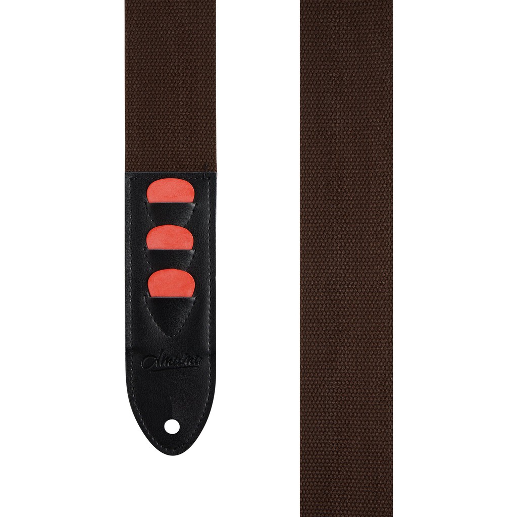 Amumu CO24W-BN Strap Gitar motif Brown Soft Cotton with 3 Pick Holder