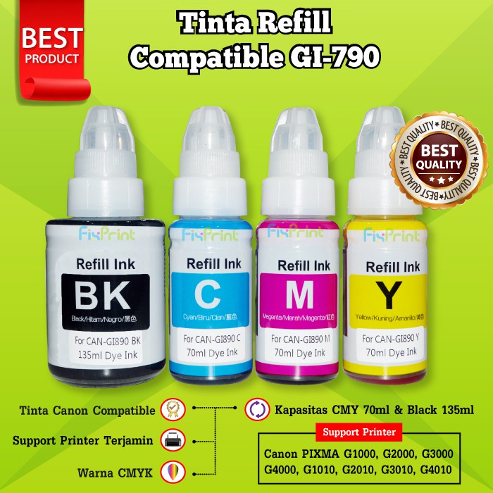 Tinta Refill Isi Ulang Modif Tabung Refill GI790 GI 790 CNON G1010 G1000 G2000 G3000 G4000 G2010