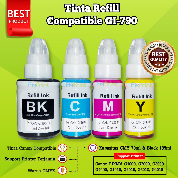 Tinta Pengganti GI-790 Original Tinta Compatible GI790 GI-790 Refill CNON G1000 G2000 G3000 G4000