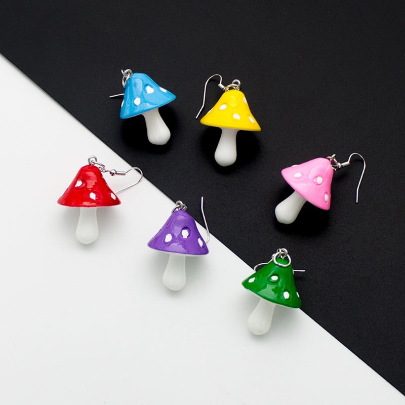 5 / 6 Pasang Anting Bentuk Jamur Bahan Resin Plastik