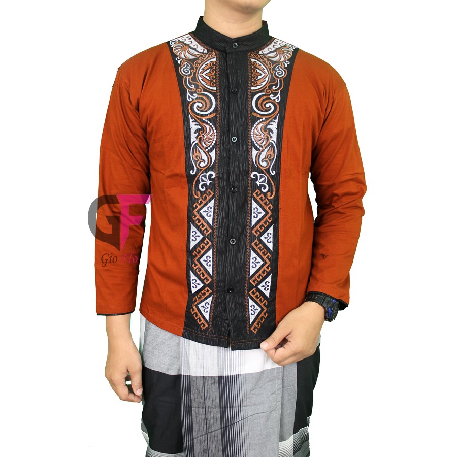 GIOFLO Pakaian Muslim Pria Kemeja Koko Modern Brown / KKL 48