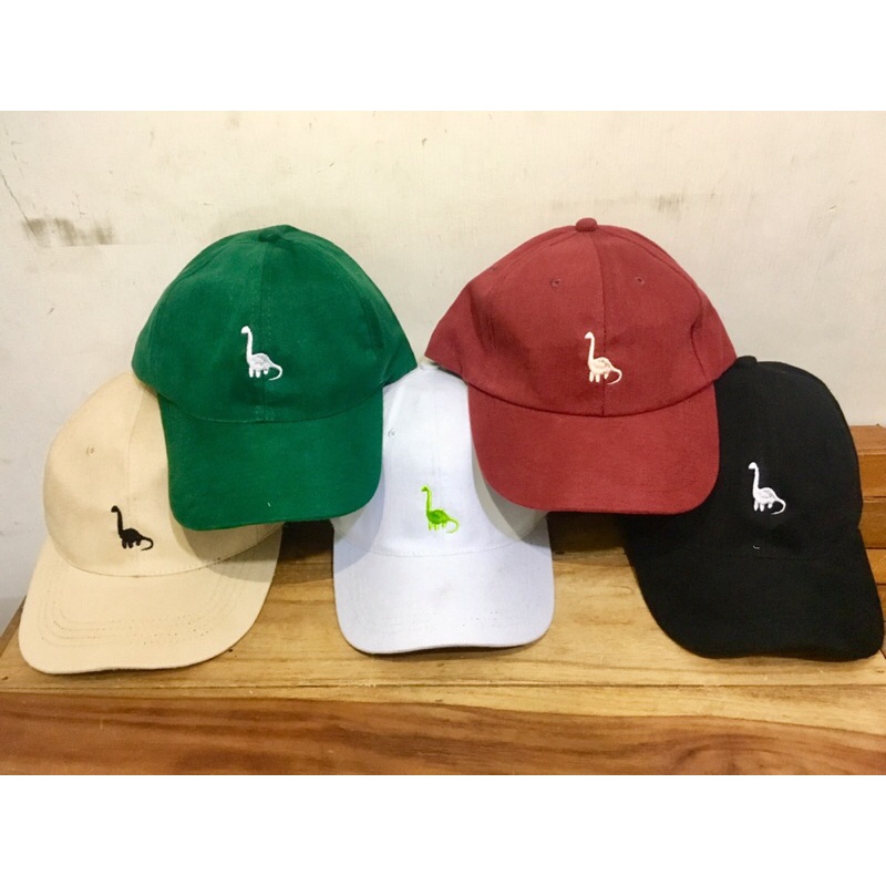 Topi Baseball Topi Distro Bordir Brontosaurus Topi Pria dan Topi Wanita High Quality Pengait Cakup Besi