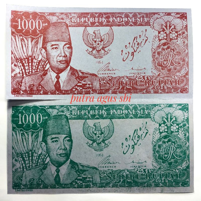 Jual Uang Kuno Souvenir 1000 Rupiah Sukarno Tahun 1964 Bisa Melengkung