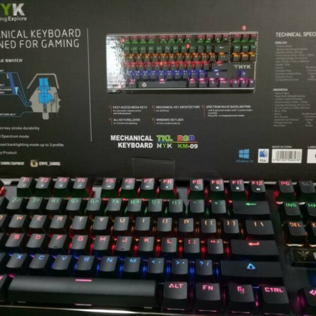 Keyboard gaming mechanical nyk km-09 TKL RGB