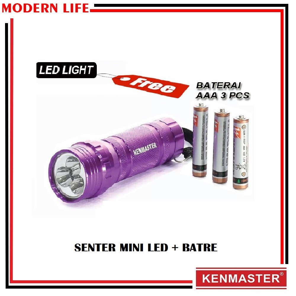 Senter Tangan LED Mini / Kenmaster Senter 3 LED + Baterai / LED Light / Lampu Mini LED