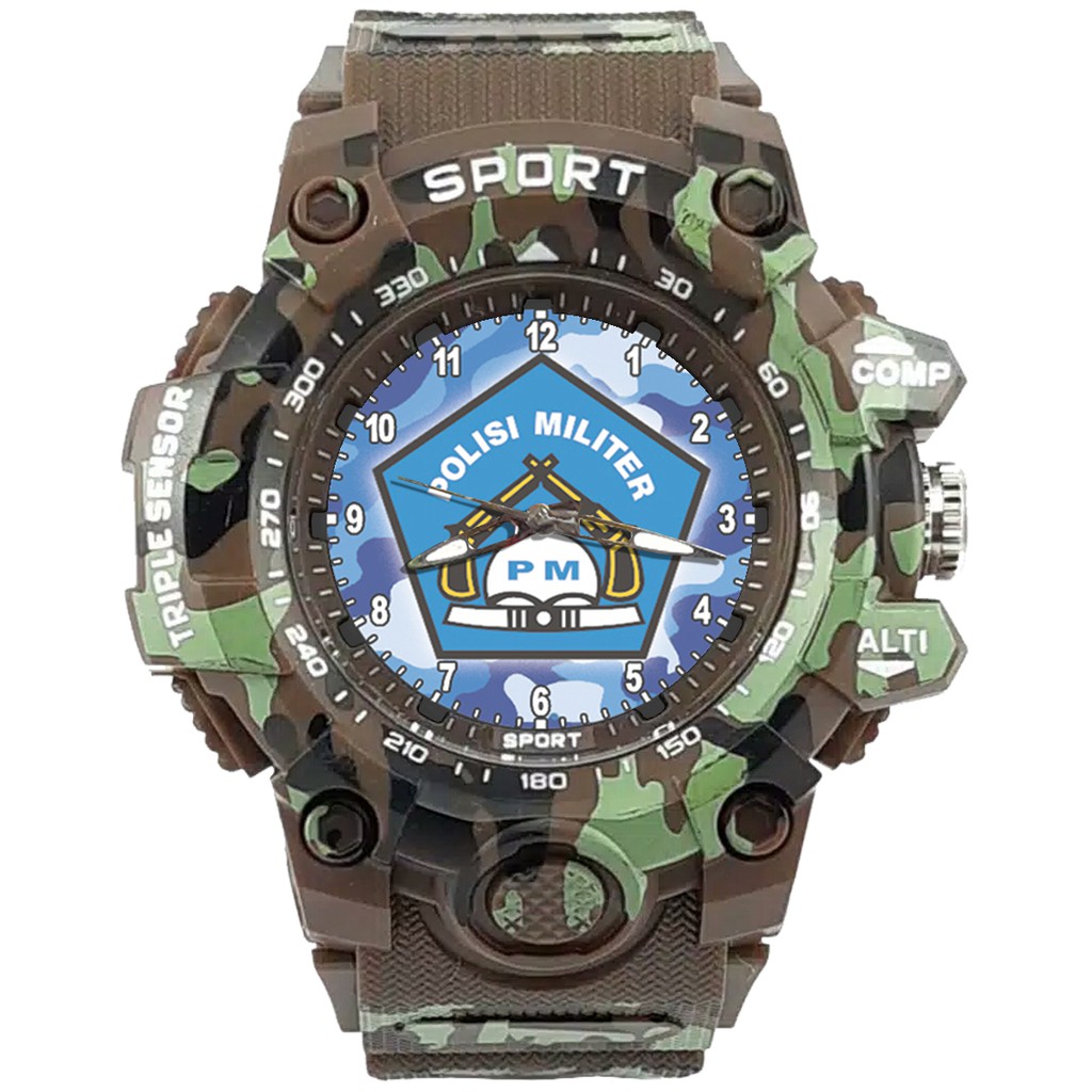 {Istimewa} Jam Tangan LOGO POLISI MILITER - PM 3 Coklat Army Water Resistant