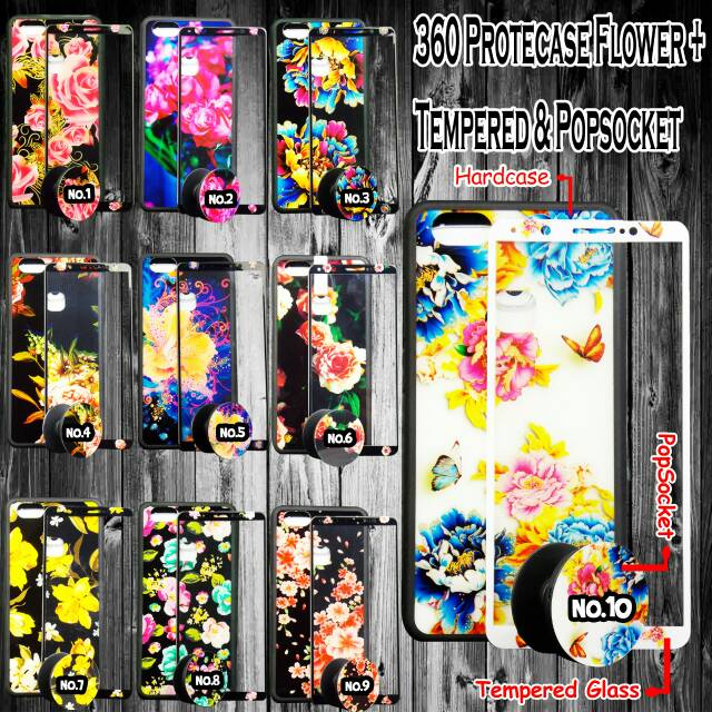 Flower case + tempered glass + popsocket OPPO A71