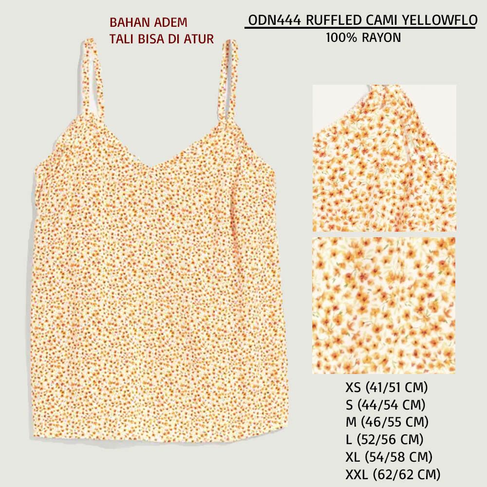 Atasan Tanktop Wanita Casual Cami Rayon FLoral (ODN444 RUFFLED CAMI)-5