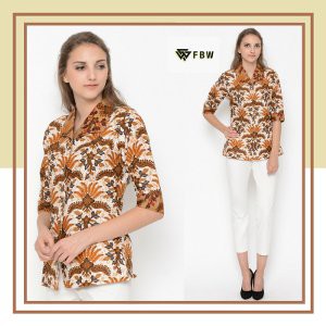 Blouse Batik Kerja Wanita   FBW Kallista Batik Shirt Bunga