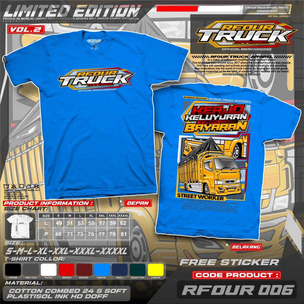 KAOS TRUCK PREMIUM KATA KATA KERJO KELUYURAN BAYARAN ORIGINAL RFOUR TRUCK APPARELL PREMIUM DISTRO LENGAN PENDEK TERBARU