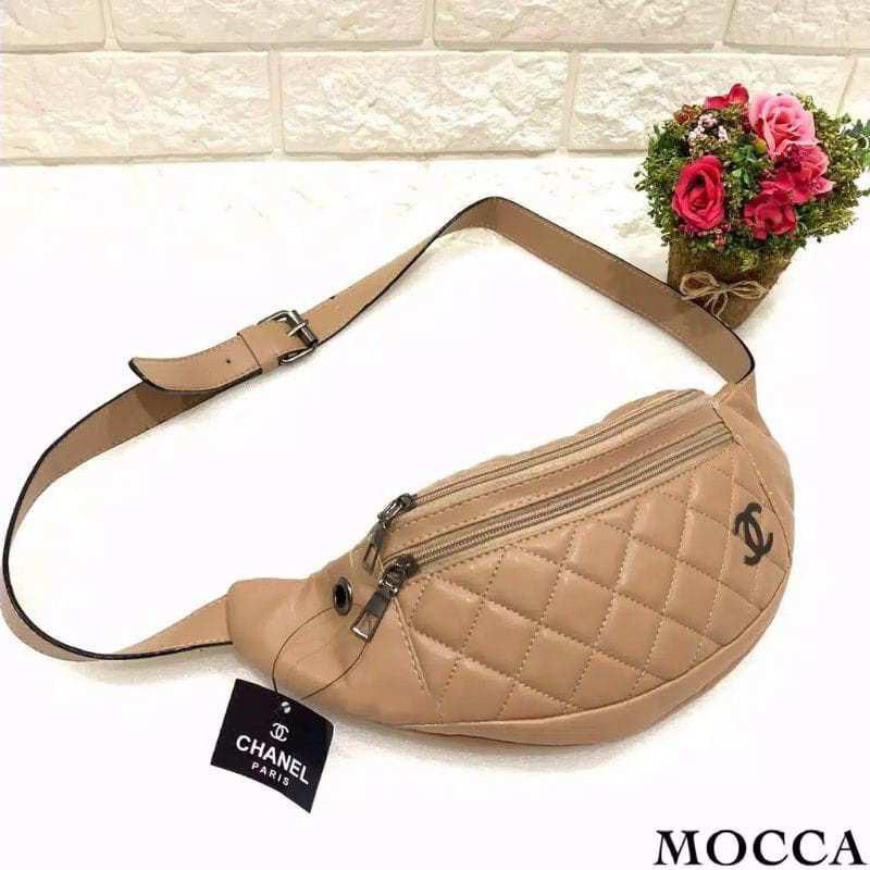 Tas Waistbag wanita model Terbaru tas bahu pinggang waist bag tali bisban tas wanita pria bordir aqa collection zigzag