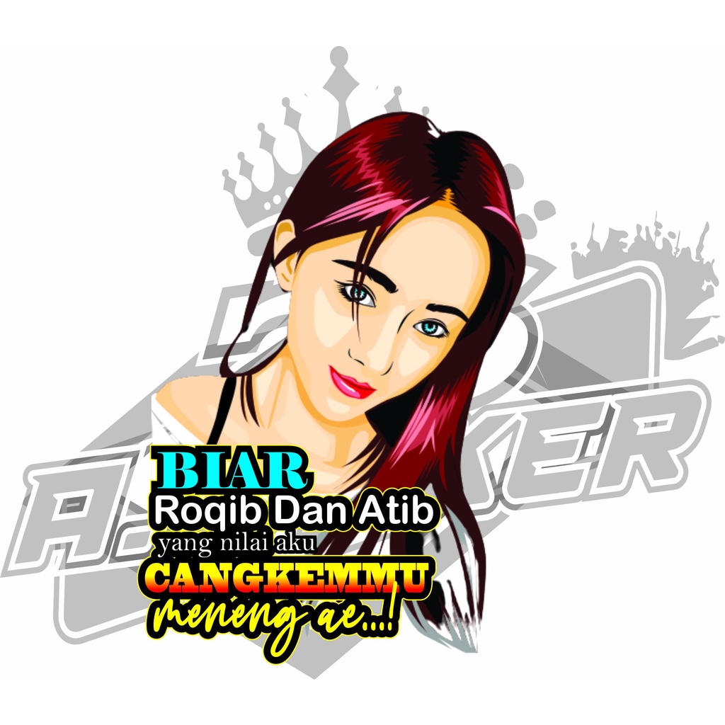 stiker mobil decal gambar cewek keren vektor / sticker motor cewek keren
