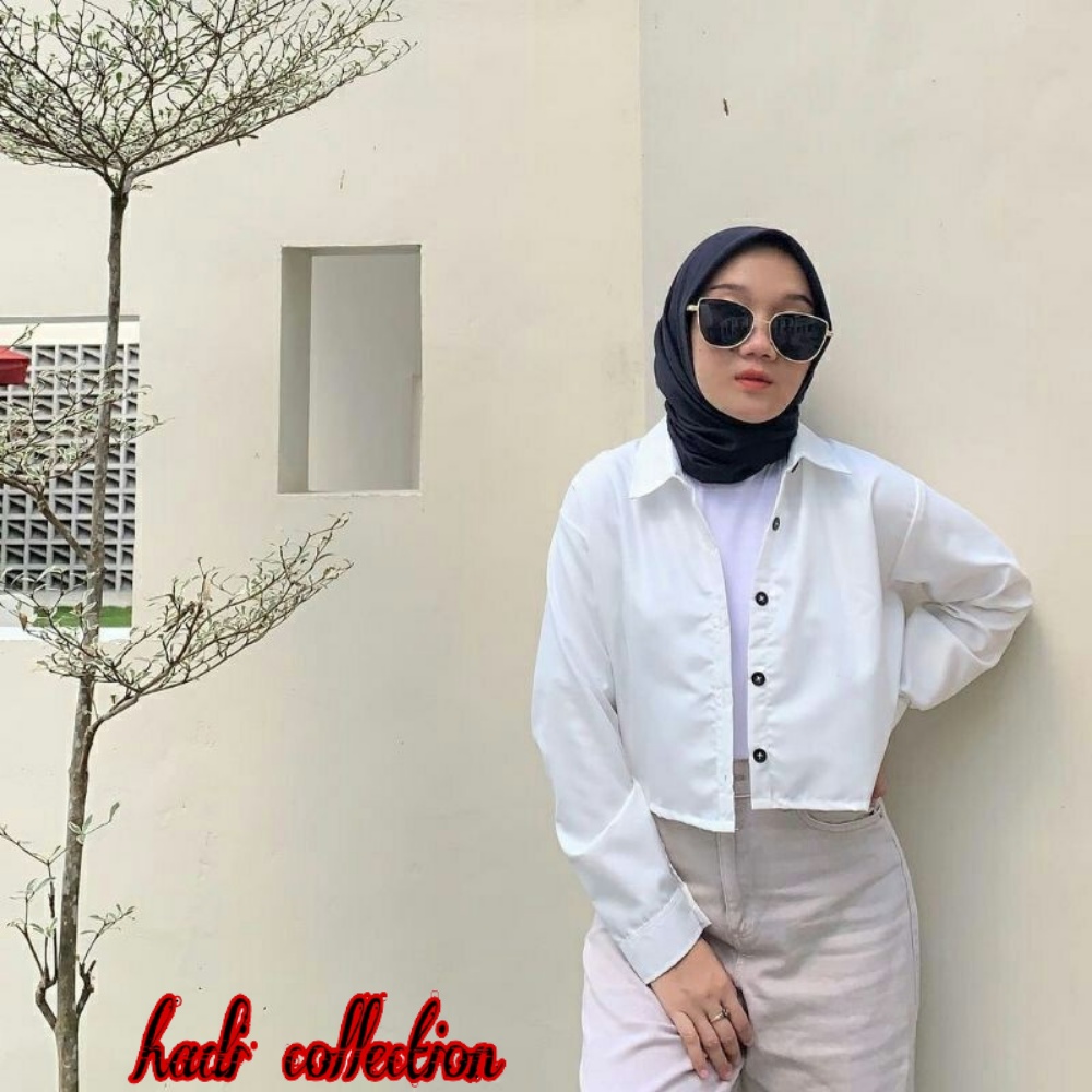 Hanin Crop Kemeja Crop Crinkle Premium Keisya Kemeja Crop Top Shirt Terlaris