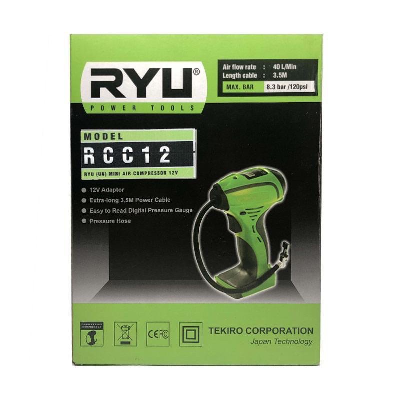 RYU Mini Air Compressor 12 V RYU RCC 12 / Mini Kompressor /Alat Pompa Angin Ban Balon Digitalis