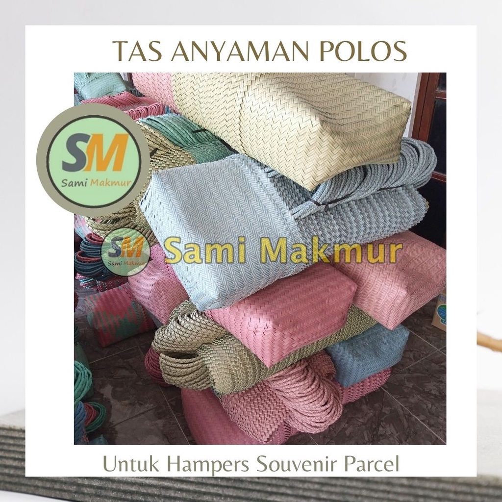 Tas Anyaman Plastik LURIK POLOS SEDANG (M) / Tas Hampers Parcel Selamatan Souvenir Hadiah Pernikahan Belanja Muat Kotak Nasi