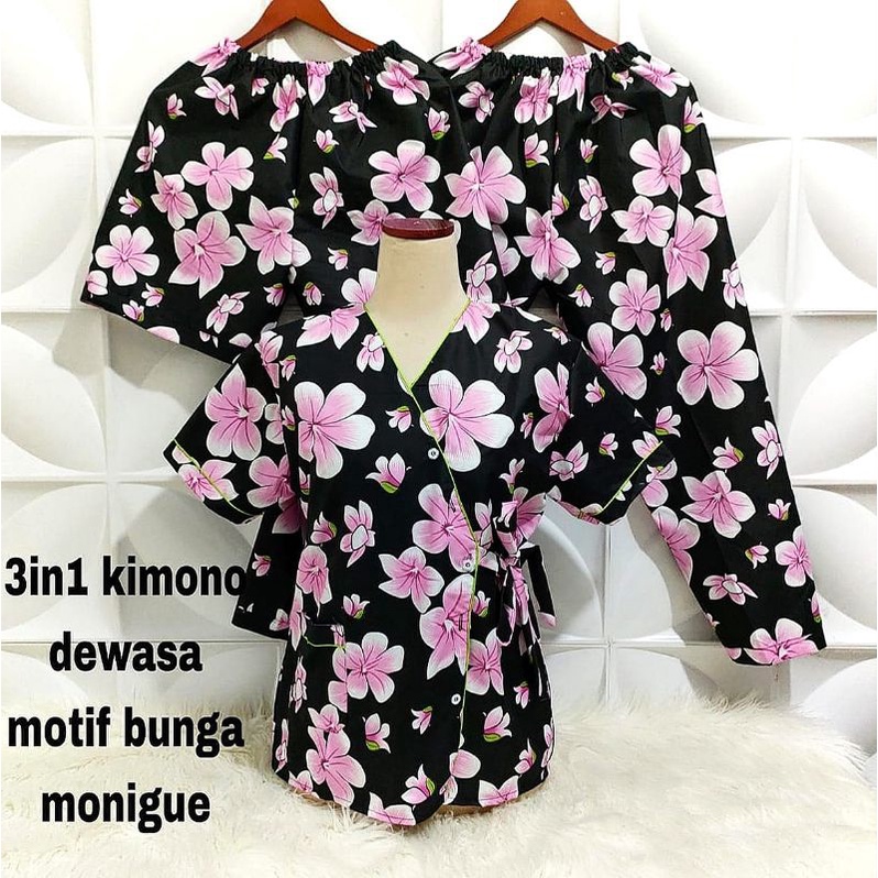 Piyama Kimono 3 in 1 dewasa motif Bunga