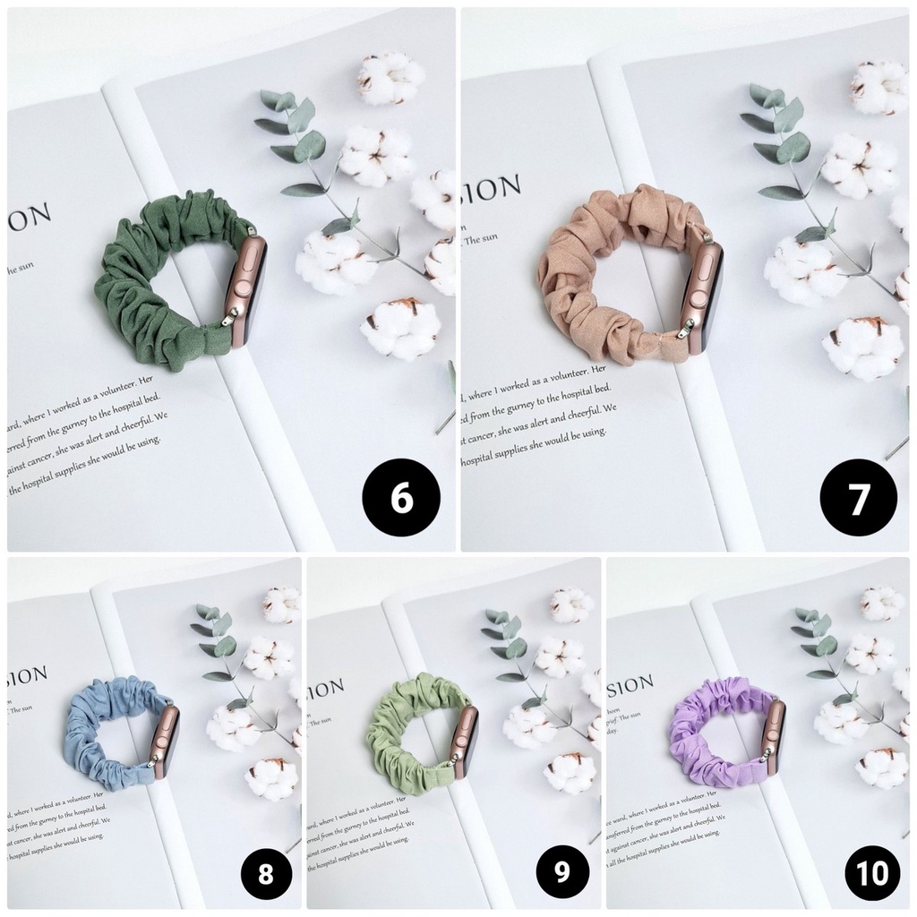 [ Tanpa Jam ] SCRUNCHIE KOREA ELASTIS ADJUSTABLE STRAP WATCH - SERI ULTRA 1 2 3 4 5 6 7 8 SE | SIZE 38mm 40mm 41mm 42mm 44mm 45mm 49mm | Tali strap band apple watch iwatch smartwatch iwo T500 T55 IWO HW22 W26 dll