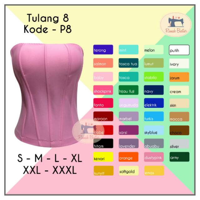 bustier longtorso kebaya polyester tulang 8 babypink