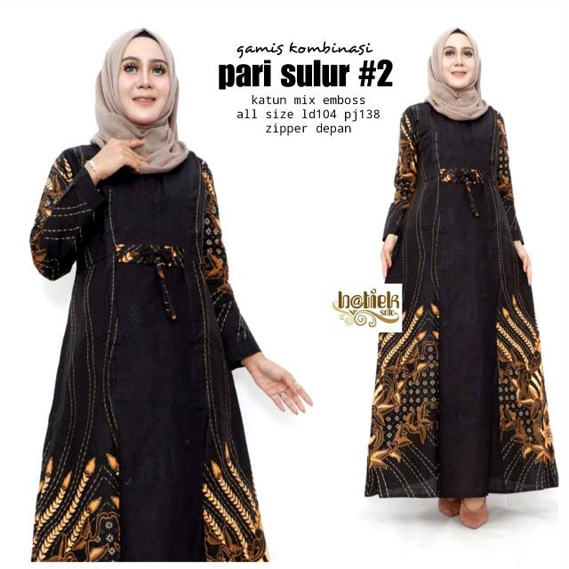 Batik Gamis Kombinasi Pari Sulur #2 Modern Fashion Wanita Batik Solo