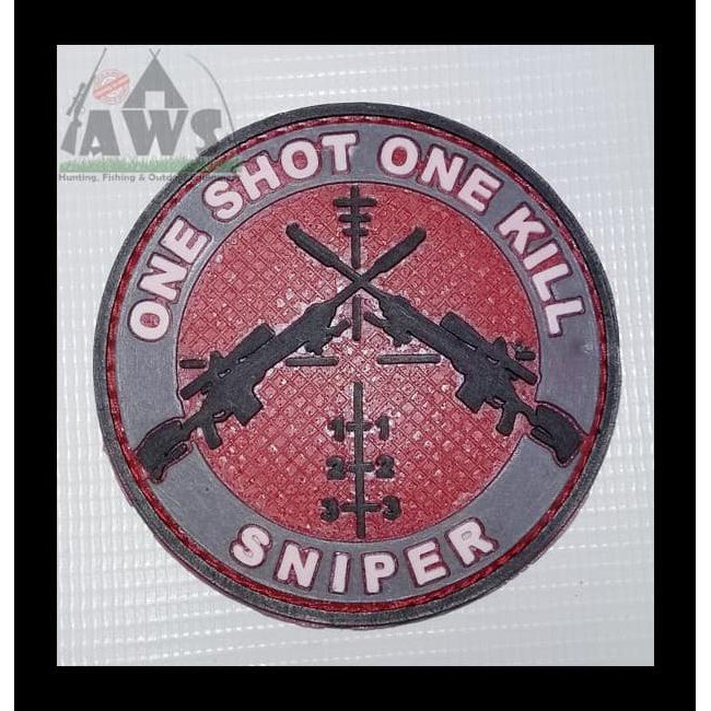 Sale Logo Karet Emblem Rubber Patch One Shot One Kill Sniper Timbul Boombastis Shopee Indonesia
