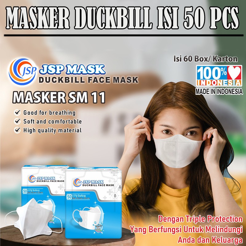 JSP MASK DUCKBIL EARLOOOP ISI 50 25 PSC TERMURAH MASKER SEKALI PAKAI MASKER MULUT DISPOSABLE