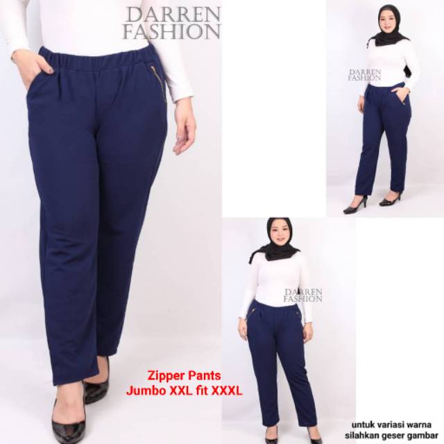 Luna Pants Zipper Jumbo XXL fit XXXL . Celana Panjang Katun Zipper Jumbo . Celana Panjang Jumbo