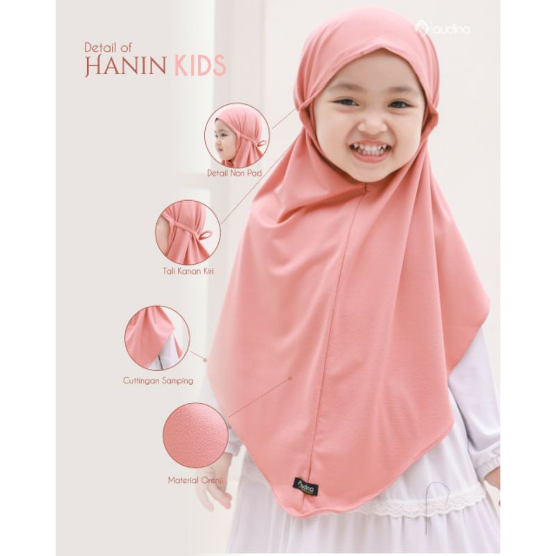 Hanin Kids ORI Audina/Hanin Bergo Anak Audina/Jilbab Anak Tali Non Ped