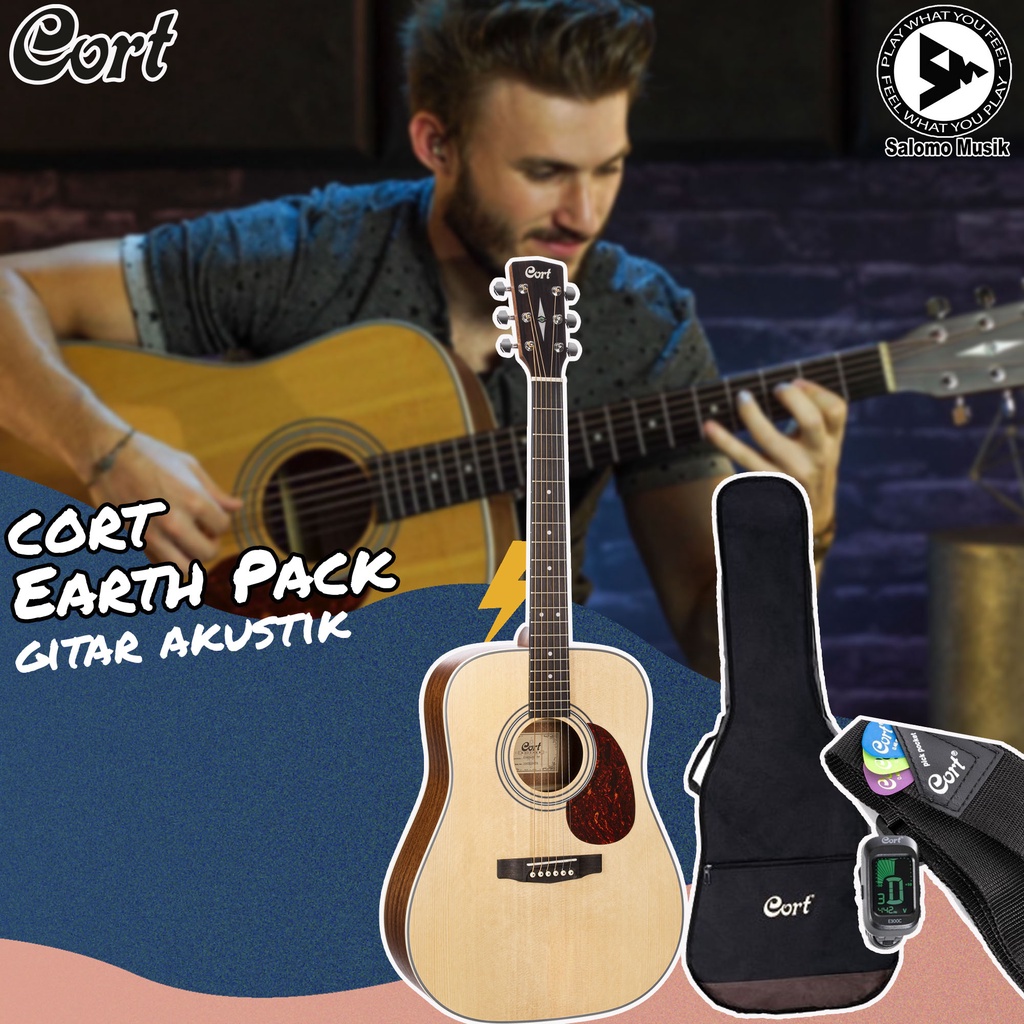 Gitar Akustik CORT Earth Pack + Softcase ORIGINAL