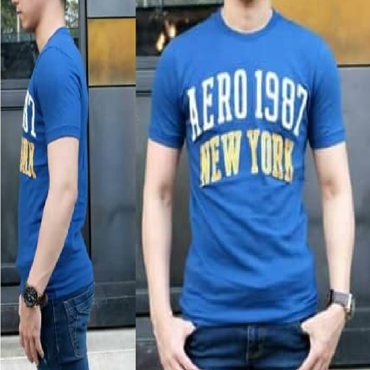 Kaos Pria Aeropostale - Lengan Pendek - Branded Original Sisa Ekspor - Biru