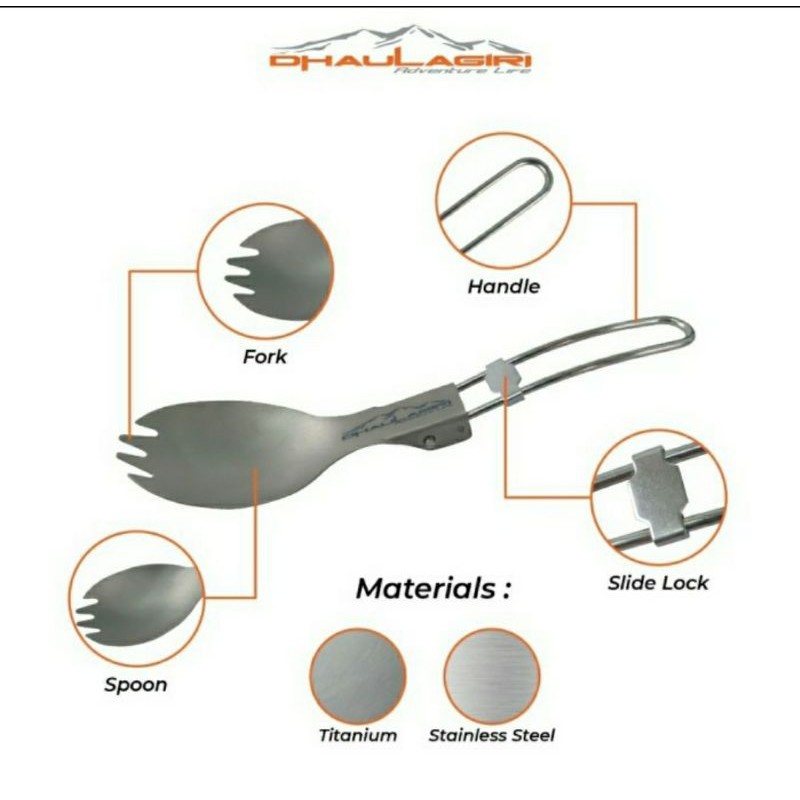 Spork Lipat Dhaulagiri FST 01 / Sendok Garpu Lipat Titanium Dhaulagiri