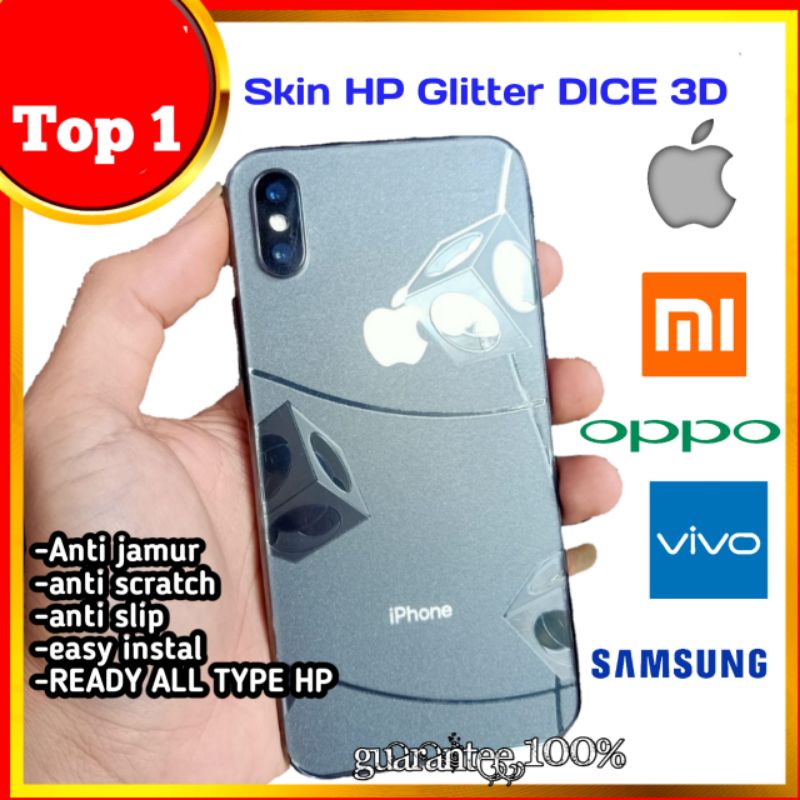 garskin hp anti jamur glitter RAINBOW DICE 3D all merek all type ready