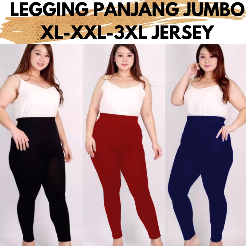 Legging Panjang Wanita Dewasa XL - XXL - 3XL Leging Jersey Tebal Premium Celana Legging Polos