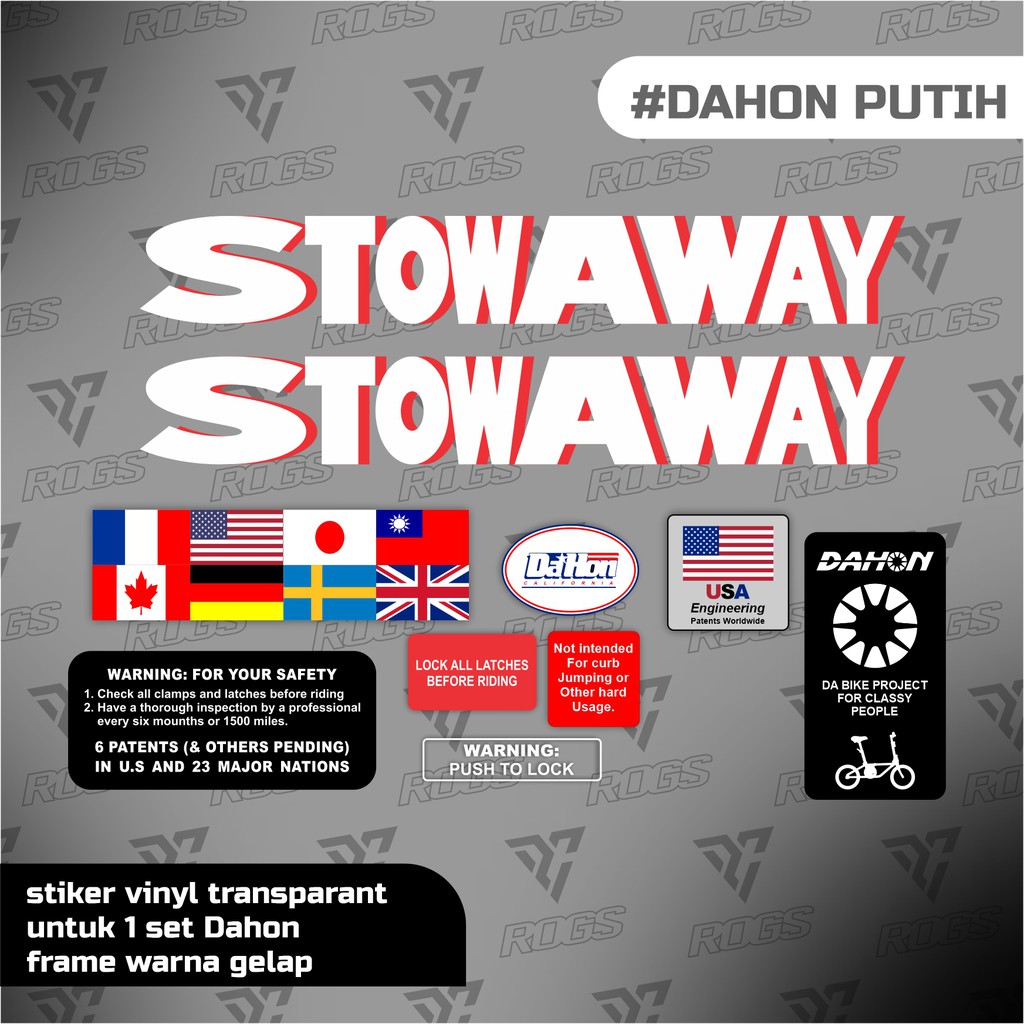 

Stiker decal dahon stowaway putih | dahon | stiker sepeda | stiker vinyl