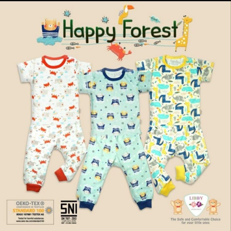 LIBBY SETELAN OBLONG BAJU PENDEK CELANA PANJANG HAPPY FOREST / SETELAN BAYI / LIBBY