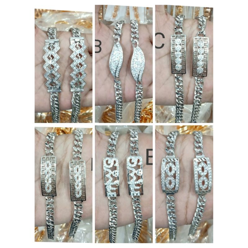 SAL34. Gelang xuping wanita lapis emas putih silver dgn mata zircon UK 18 cm