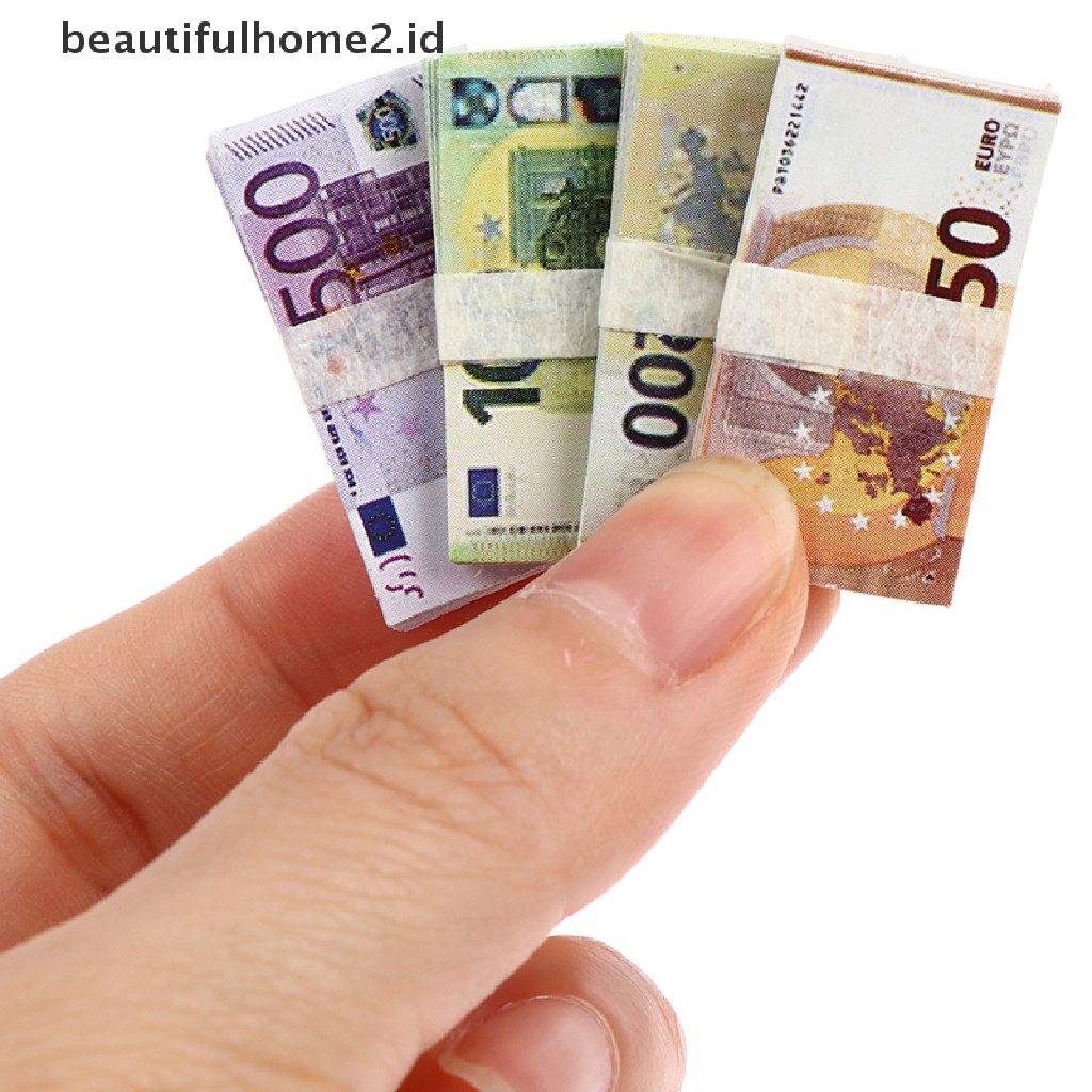 [beautifulhome2.id] 20Pcs/Set Dollhouse Pocket Euro Simulation Toy Banknote Mini Miniature Model ID