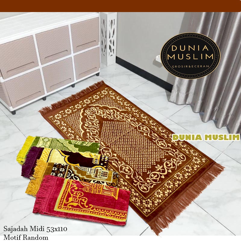 Sajadah Turki Midi Super Spegel Ukuran 53x110cm Bahan Beludru Tebal Perlengkapan Sholat Pakaian Muslim Sejadah Murah