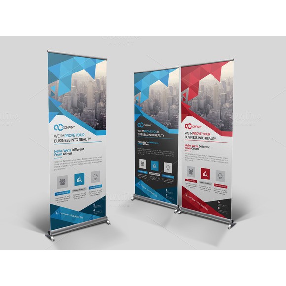 Roll Up Banner Bundle 5 In 1 - Photoshop &amp; Illustrator