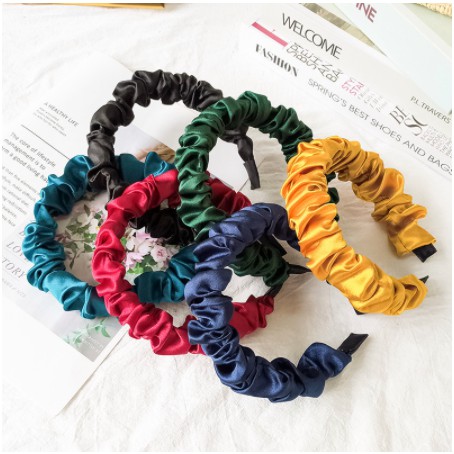 PREMIUM BANDO SCRUNCHIE RUFFLE ALA KOREA - Bandana Kerut Korea - Matte Scrunchie Velvet Headband