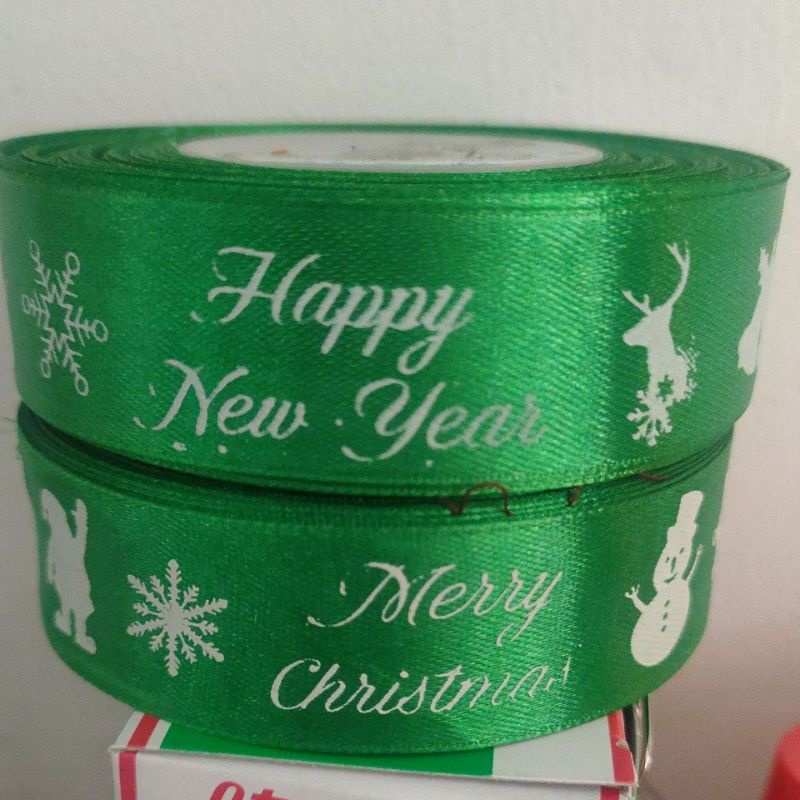 

pita satin 2.5cm roll hijau natal merrychristmas.hiasan hampers murah