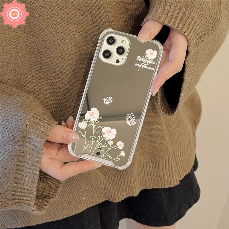 Soft Case Tpu Motif Bunga Dengan Cermin Untuk IPhone 7 8 Plus 13 12 11 Pro MAX XR X XS MAX SE 2020