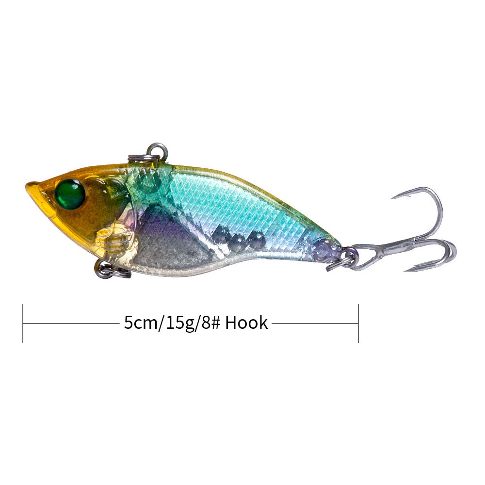 HENGJIA 8PCS 3D Eyes Hard Vib Blade Lure 5cm 15g Casting Sinking Vibration Bait Artificial Rattle Vibe for Bass Pike Perch Fishing